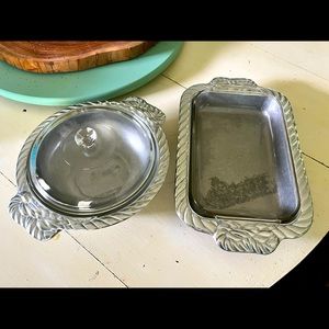 Two Vintage Wilton Armetale Serving Pieces - Patio Rope